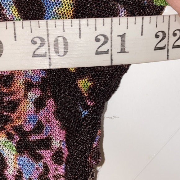 Azi Jeans Top Womens XL Brown Tie Dye 90s Y2K Mesh Beaded Sequin Sheer Grunge XL - Picture 12 of 14